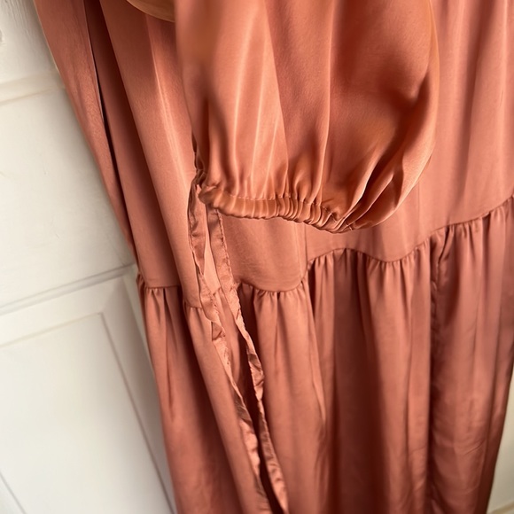 ASOS DESIGN satin tiered trapeze midi smock dress in dusky pink
 Size 4 NWOT. - Picture 9 of 11